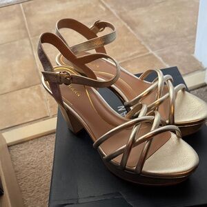 Cole Haan Gold Strappy Heels